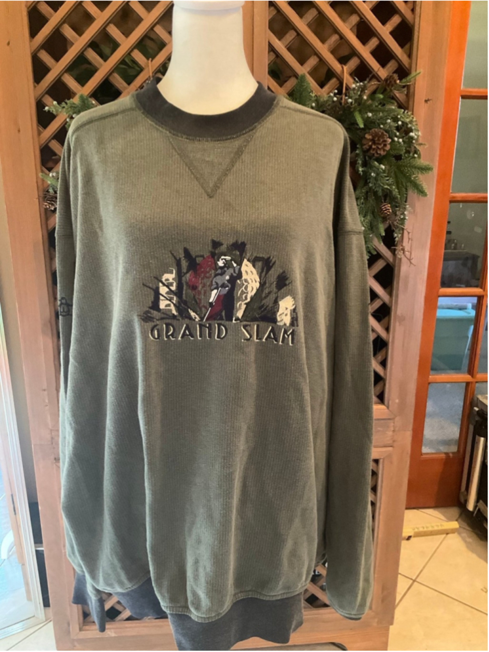Vintage Grand Slam Golf Embroidered Waffle Knit Pullover Sweatshirt XXL Grandpa